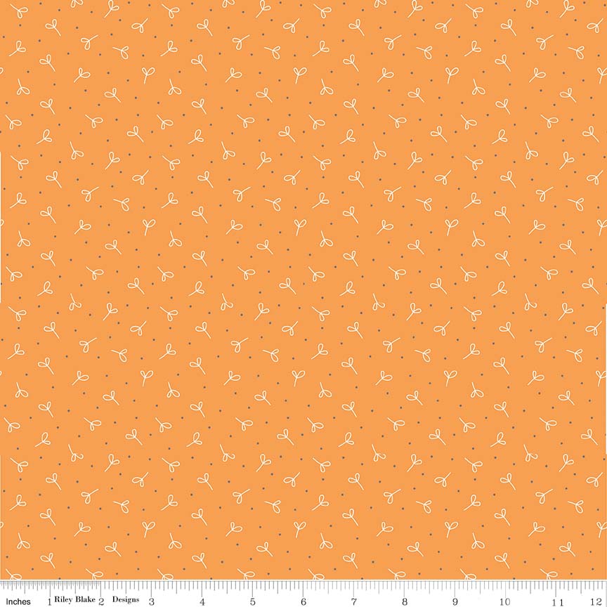 Fabric, Farm Girl Vintage by Lori Holt SEEDLING ORANGE (by the yard)