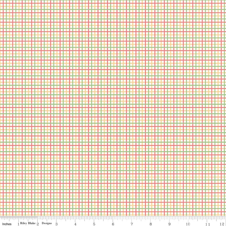 Fabric, Farm Girl Vintage by Lori Holt PLAID LIPSTICK (by the yard)