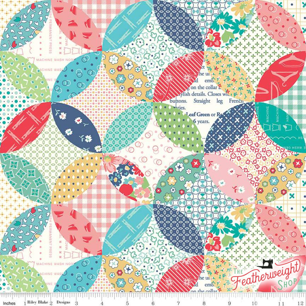Fabric, Vintage Happy 2 by Lori Holt - QUILTED MULTI (by the yard)