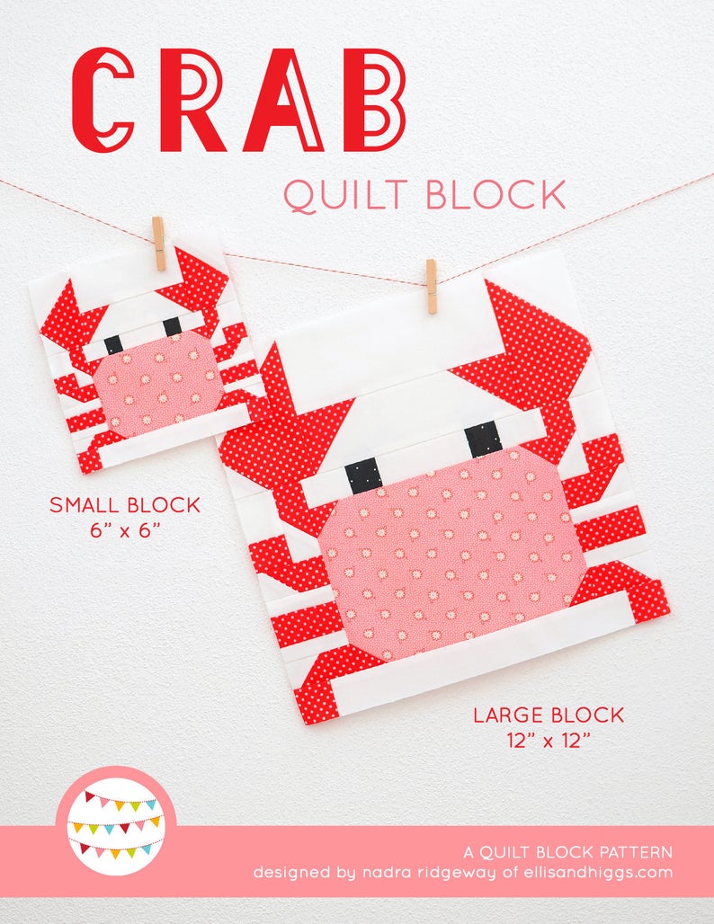 Pattern, Nautical Crab Quilt Block by Ellis & Higgs (digital download)