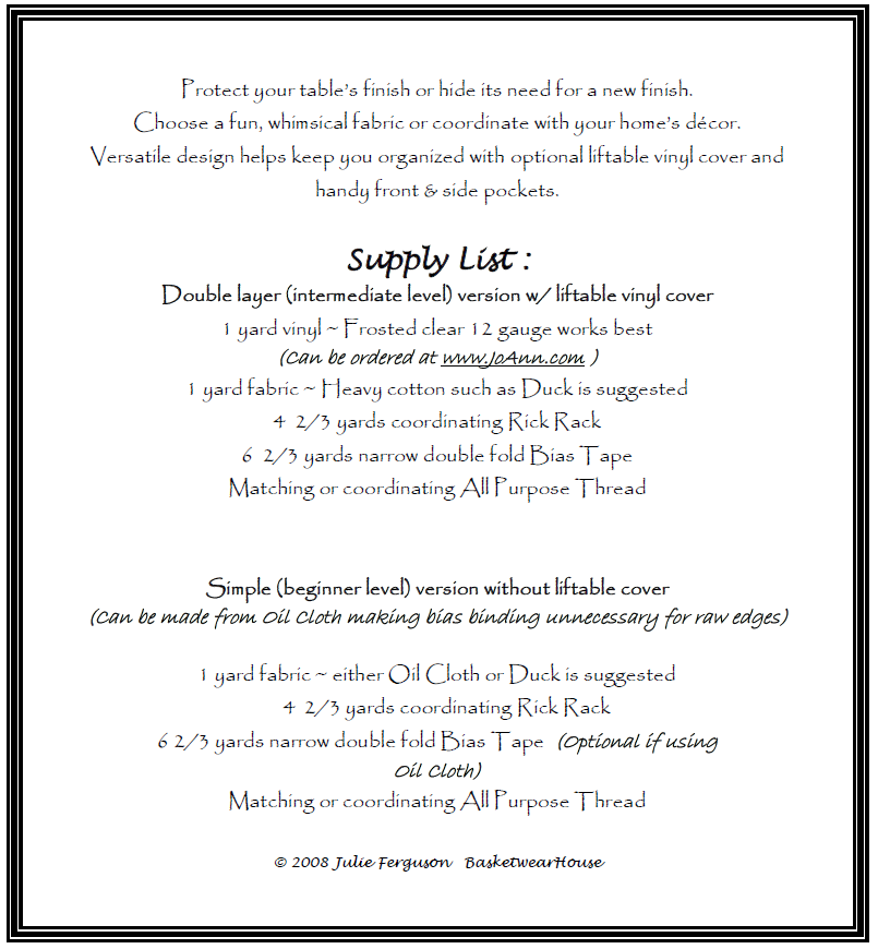 Pattern, Featherweight Table Cover (digital download)