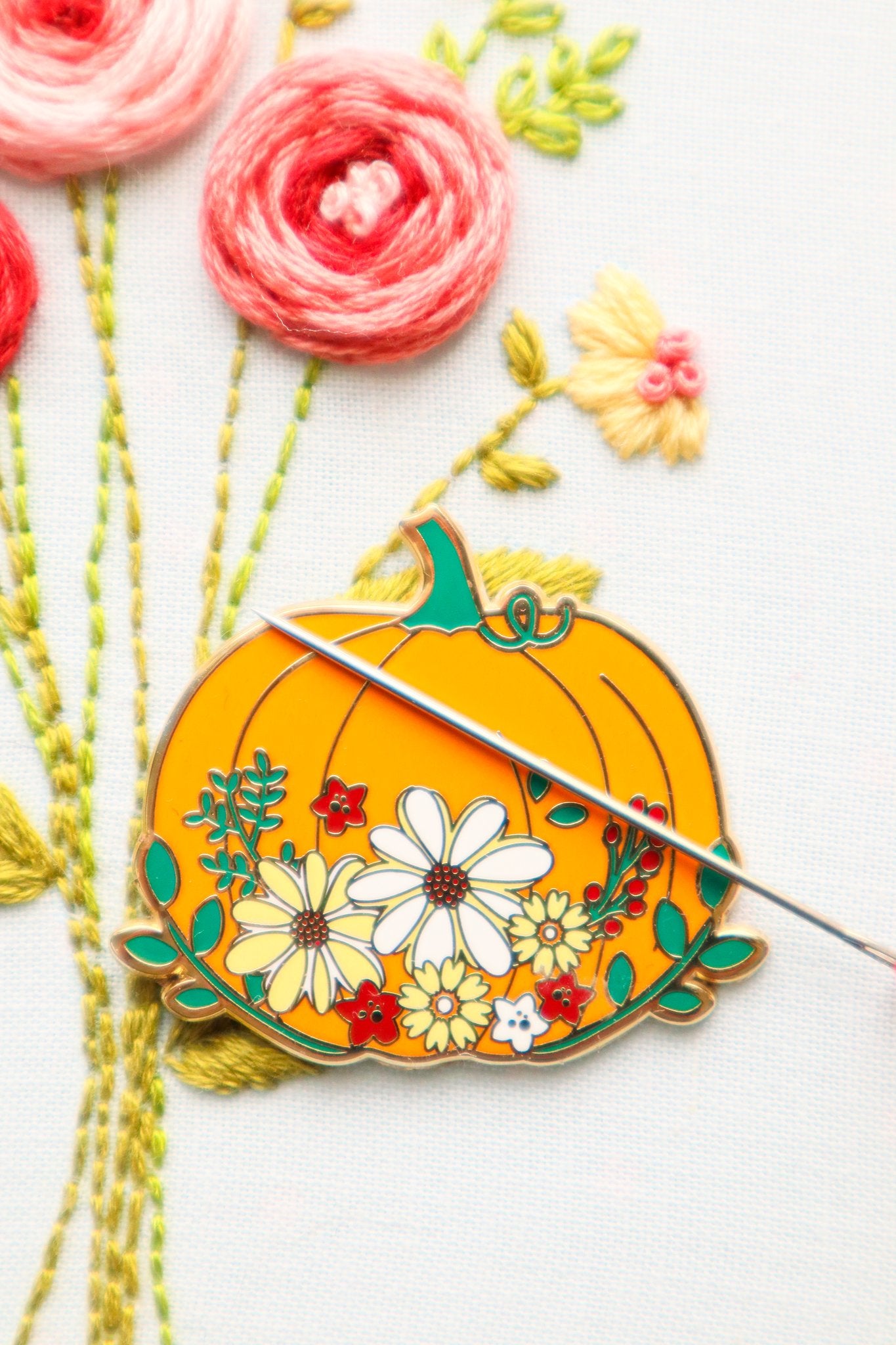 Needle Minder, FLORAL PUMPKIN by Flamingo Toes