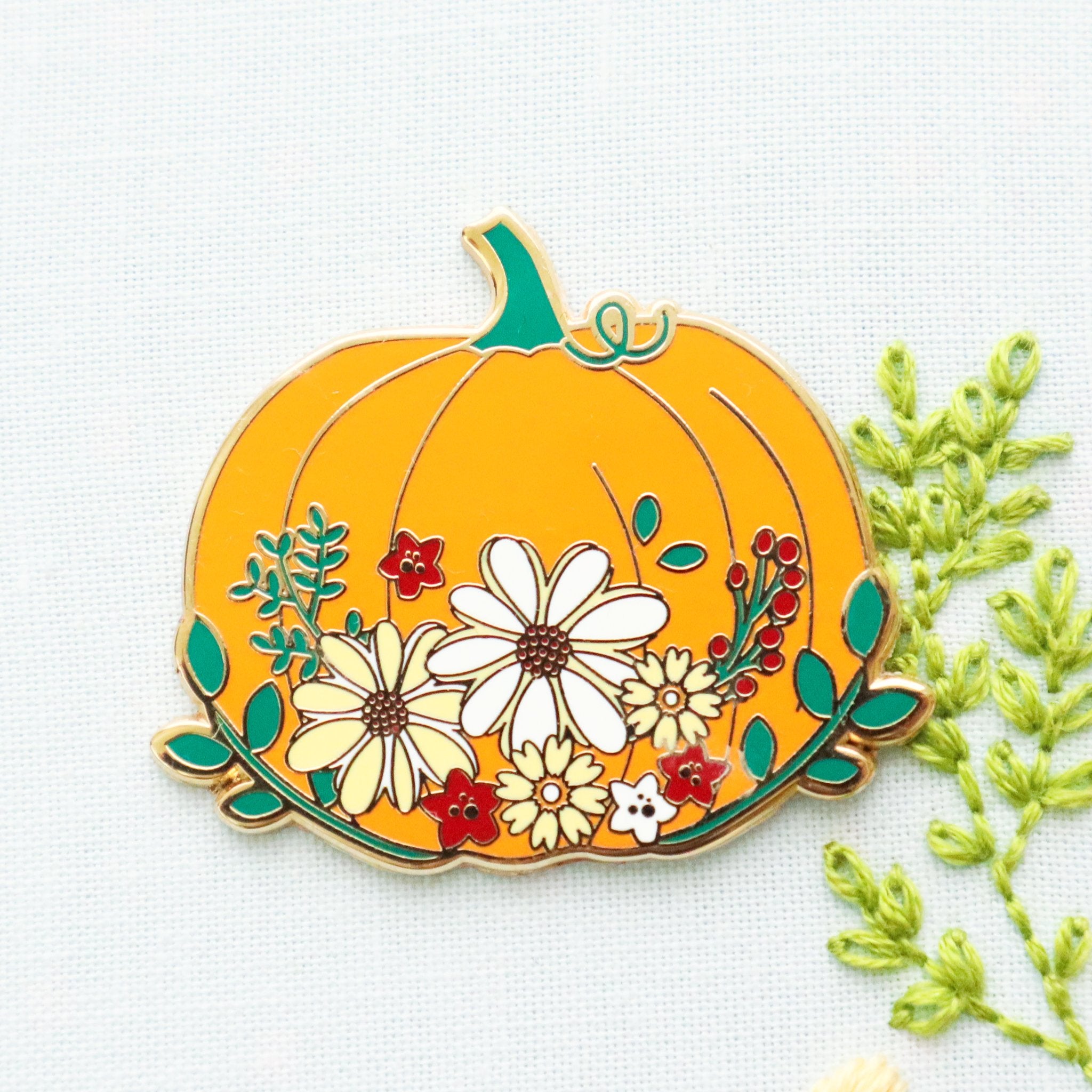 Needle Minder, FLORAL PUMPKIN by Flamingo Toes