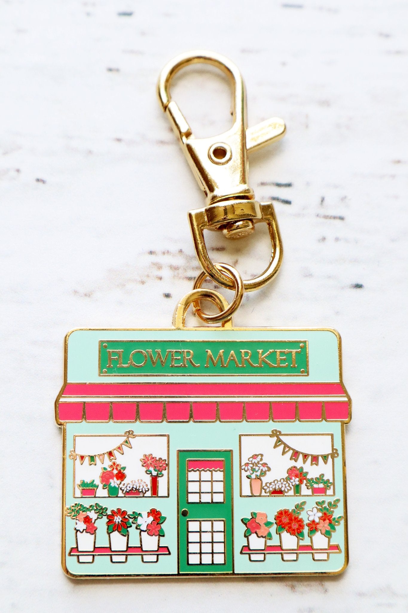 Keyring & Keychain Enamel Charm, FLOWERMARKET by Flamingo Toes