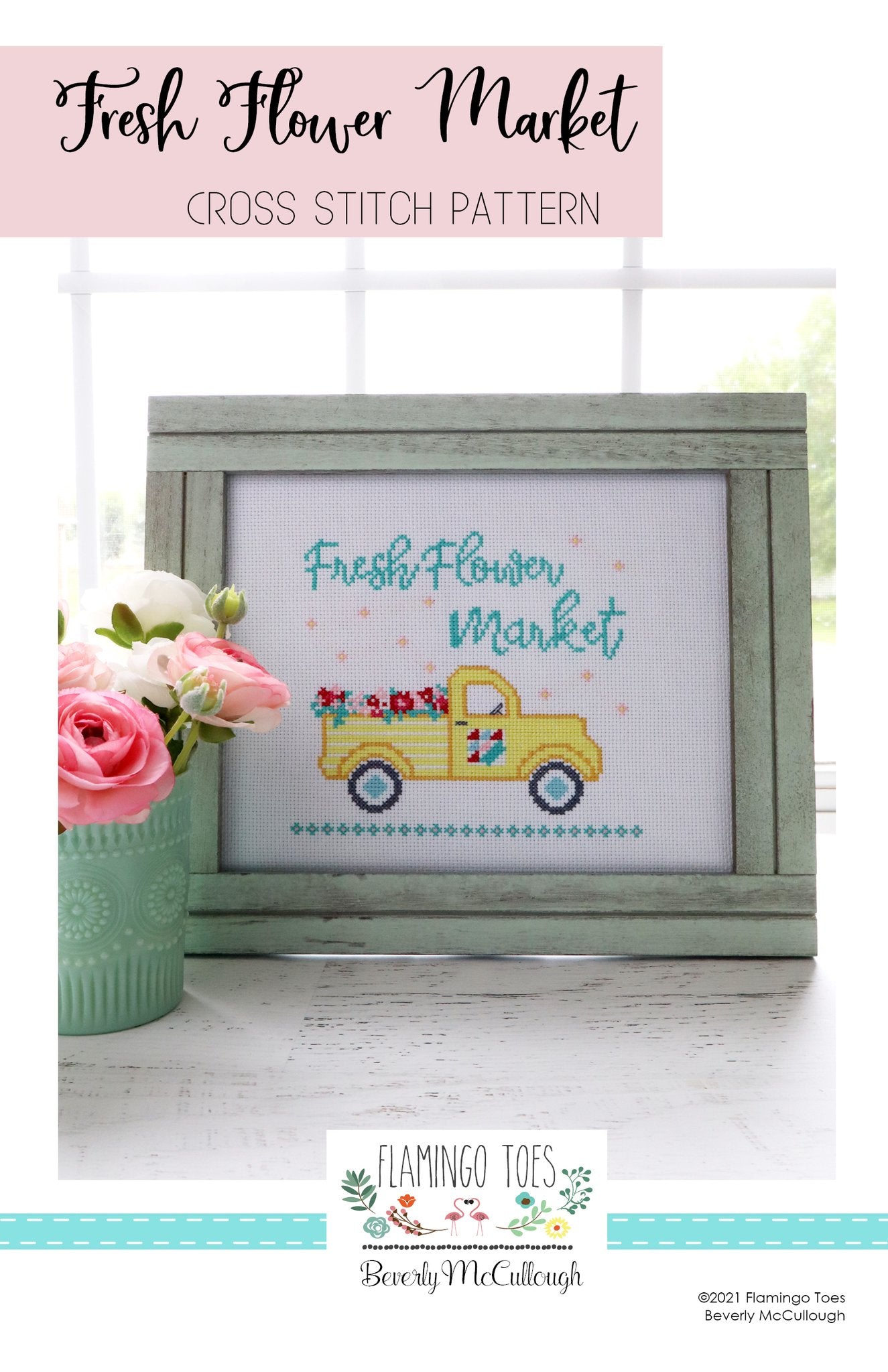 fresh flower market cross stitch pattern