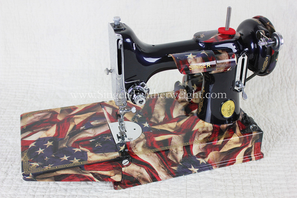 Singer Featherweight 221 Sewing Machine, PATRIOTIC One-Of-A-Kind Specialty - Painted