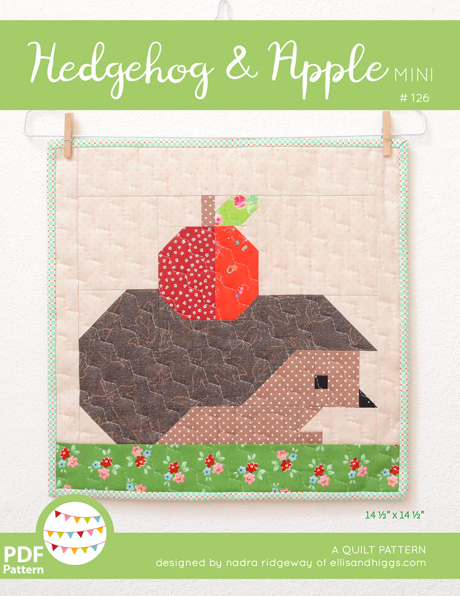 Pattern, Hedgehog & Apple MINI Quilt by Ellis & Higgs (digital download)