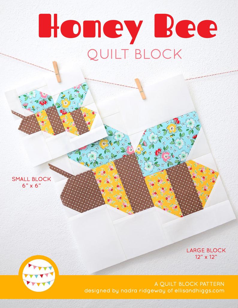 Pattern, Honey Bee Quilt Block by Ellis & Higgs (digital download)