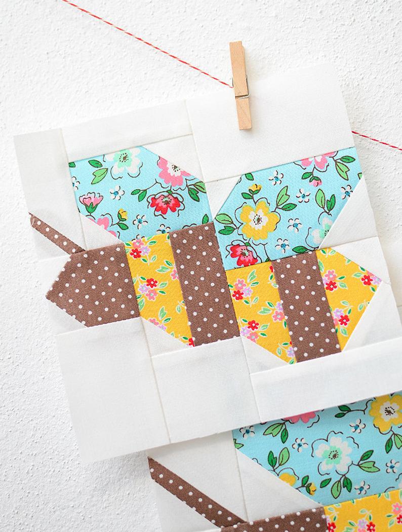 Pattern, Honey Bee Quilt Block by Ellis & Higgs (digital download)
