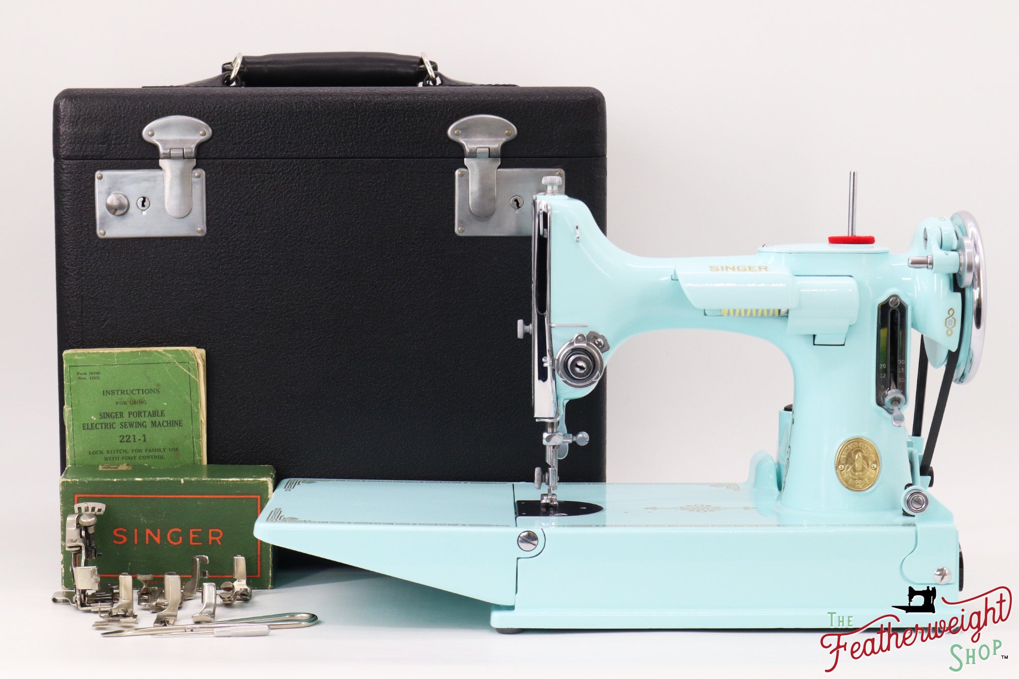 Singer Featherweight 221, AE211*** - Fully Restored in Snowflake Blue