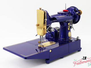 Load image into Gallery viewer, Singer Featherweight 222K EJ6185** - Fully Restored in Royal Cobalt Blue - Gold Plated!