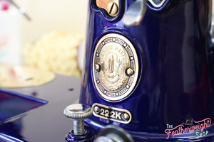 Singer Featherweight 222K EJ6185** - Fully Restored in Royal Cobalt Blue - Gold Plated!