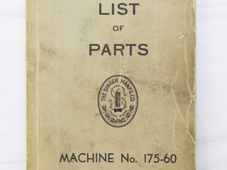 Load image into Gallery viewer, List of Parts Book, Singer 175-60, 1941 (Vintage Original) - RARE