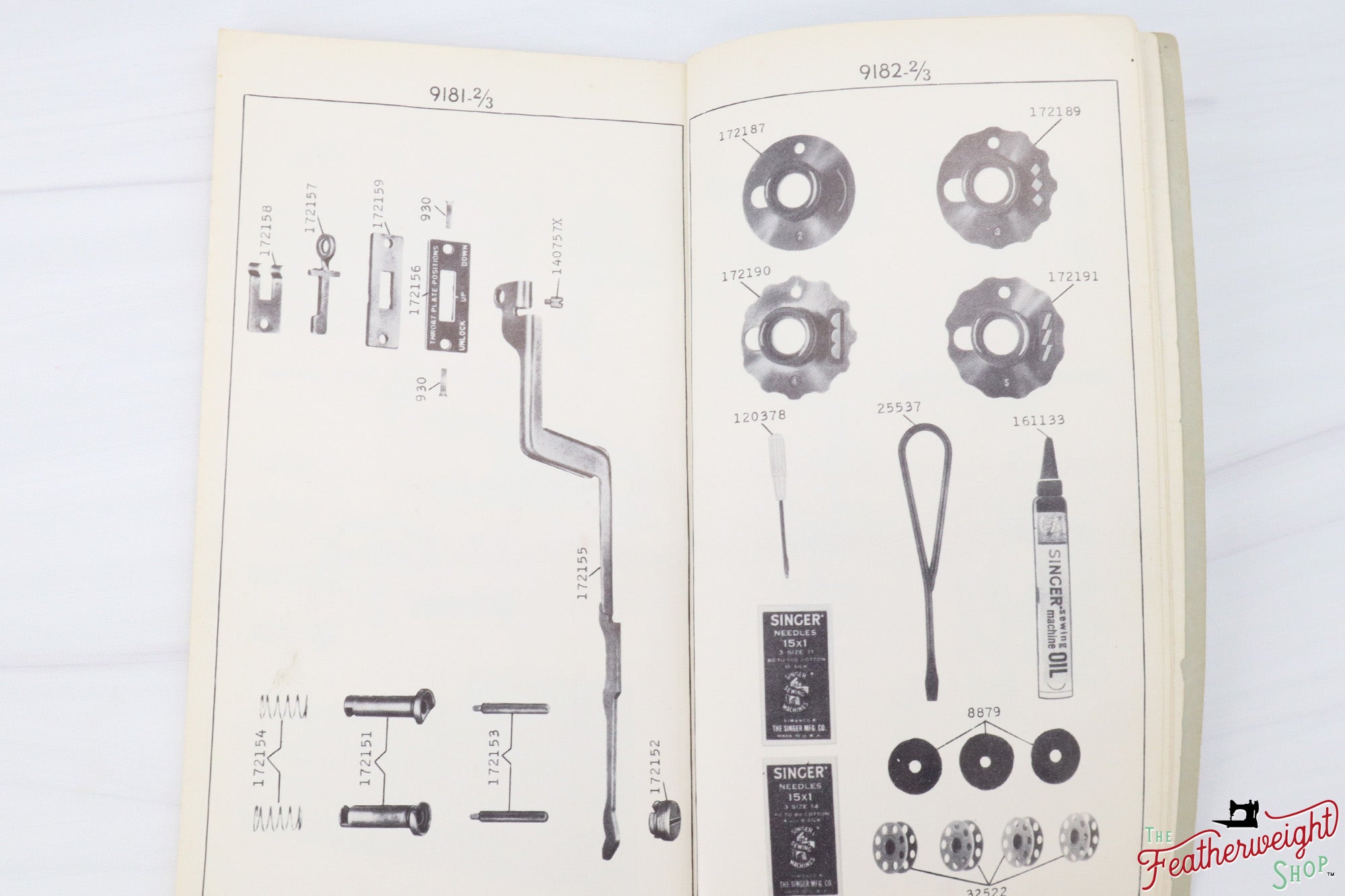 List of Parts Book, Singer 401, (Vintage Original) - RARE