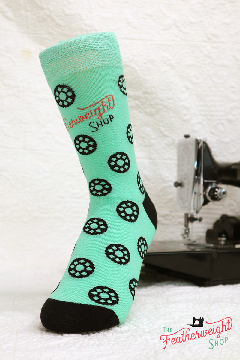 Quilt Socks, Bobbins Jade-ite Green - Featherweight Shop Design