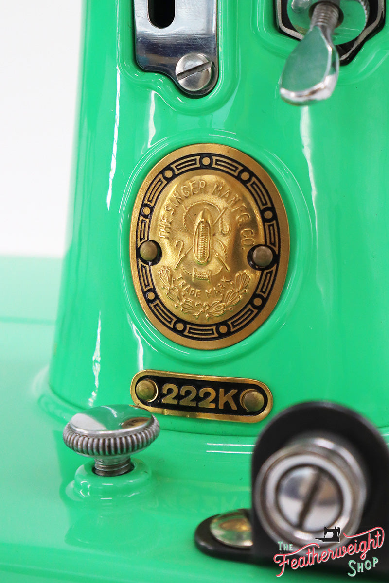 Singer Featherweight 222K Sewing Machine EJ9108** - Fully Restored in Minty Mint Candy Green