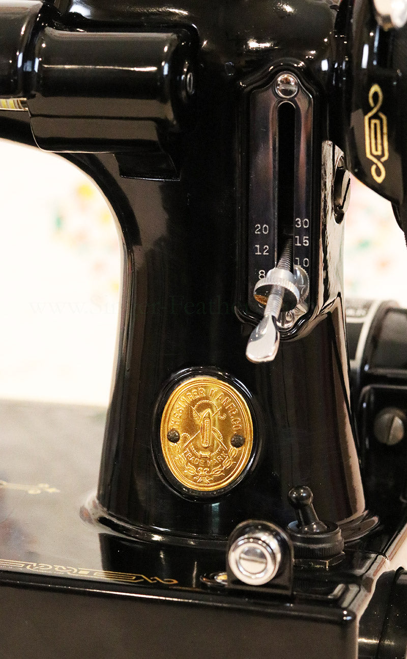 Singer Featherweight 221 Sewing Machine, AF384*** - Top Decal and Corduroy Insert - RARE