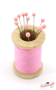 Magnetic Spool Pincushion with Pins - PINK