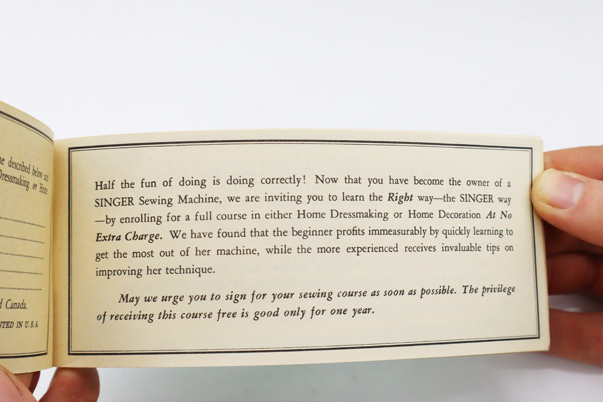 Home Sewing Course Certificate Book, (Vintage Original NOS) - RARE