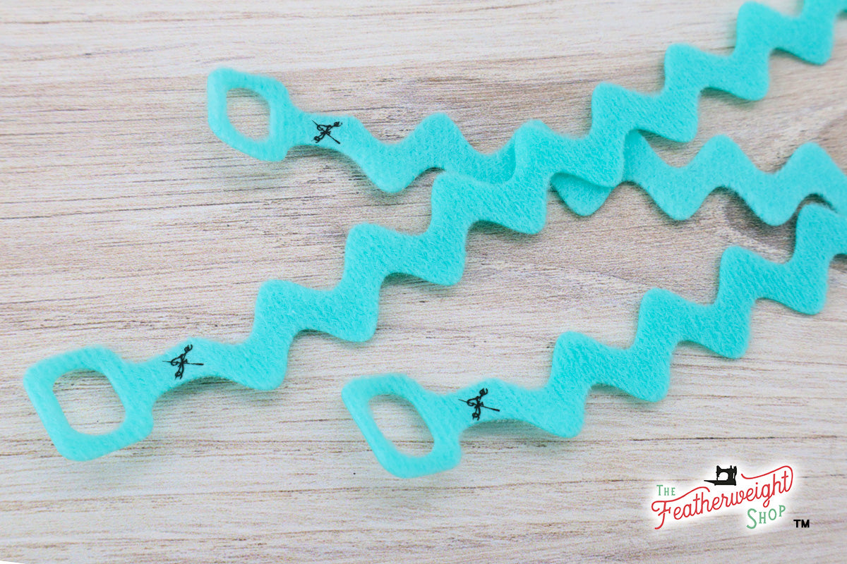 The Singer Featherweight Shop Cord Wrap, Ric Rac - Set of 3 (Teal)