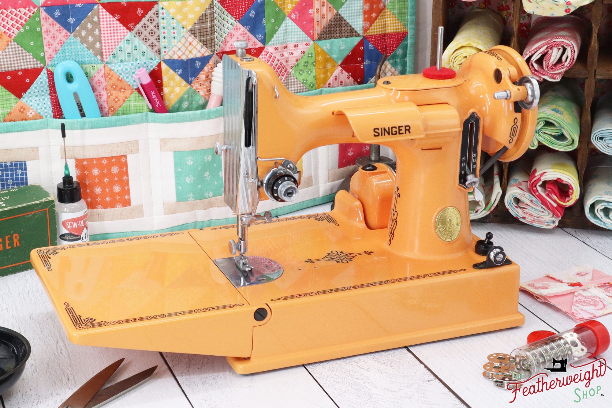 Singer Featherweight 221, AH219*** - Fully Restored in Happy Papaya