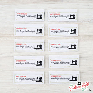 Labels, Featherweight Sewn with Love Set of 10 Woven Sew-In Tags