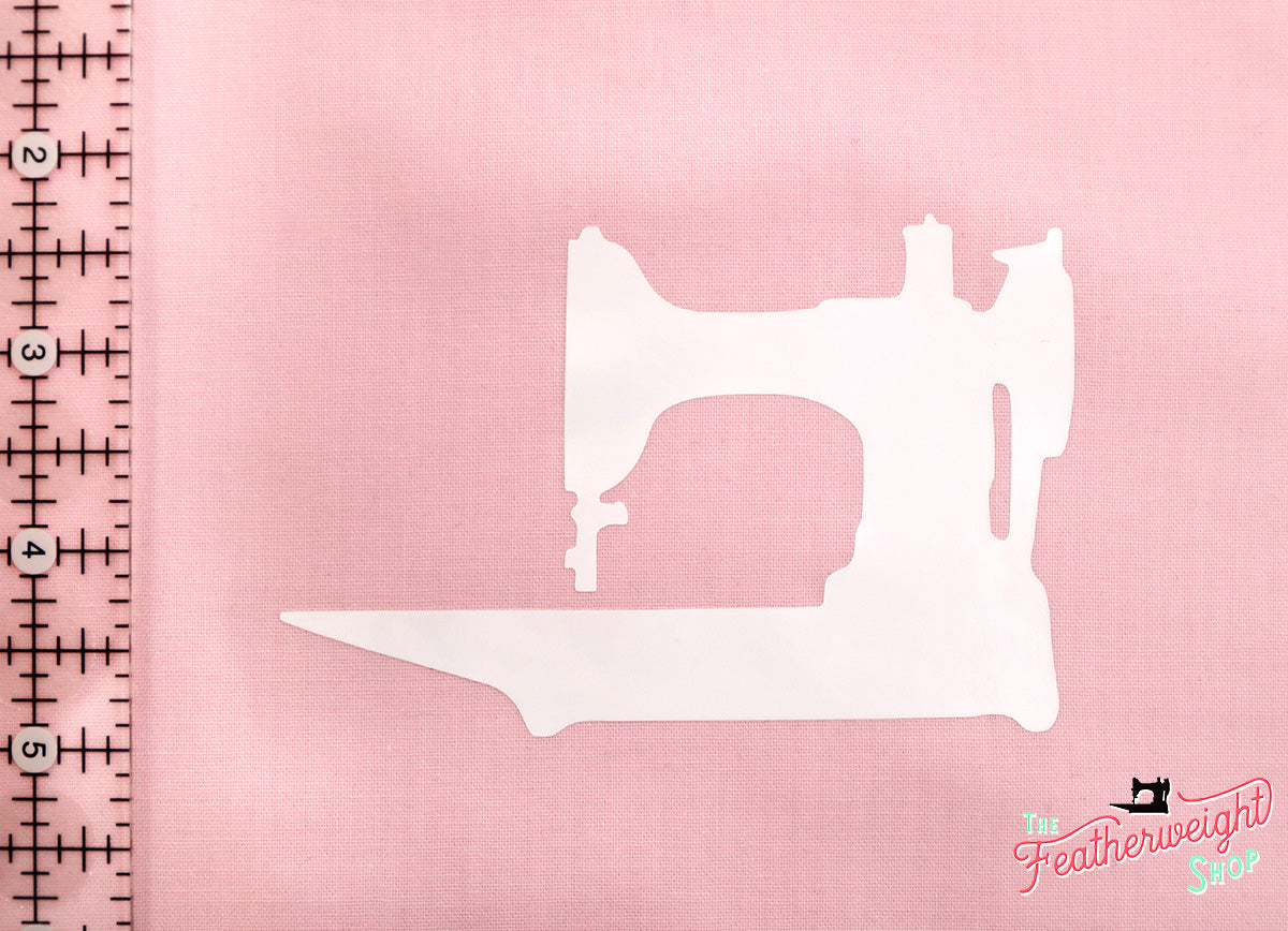 Window Sticker, Singer Featherweight 221, 222 Silhouette - WHITE (SMALL)