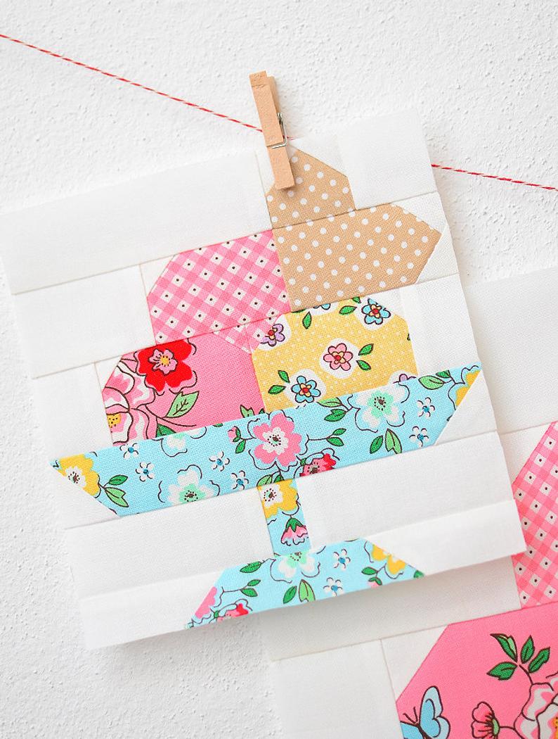 Pattern, Ice Cream Sundae Quilt Block by Ellis & Higgs (digital download)