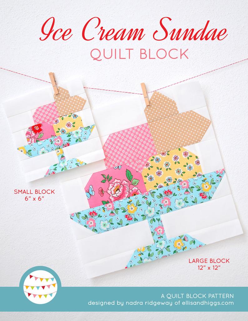 Pattern, Ice Cream Sundae Quilt Block by Ellis & Higgs (digital download)