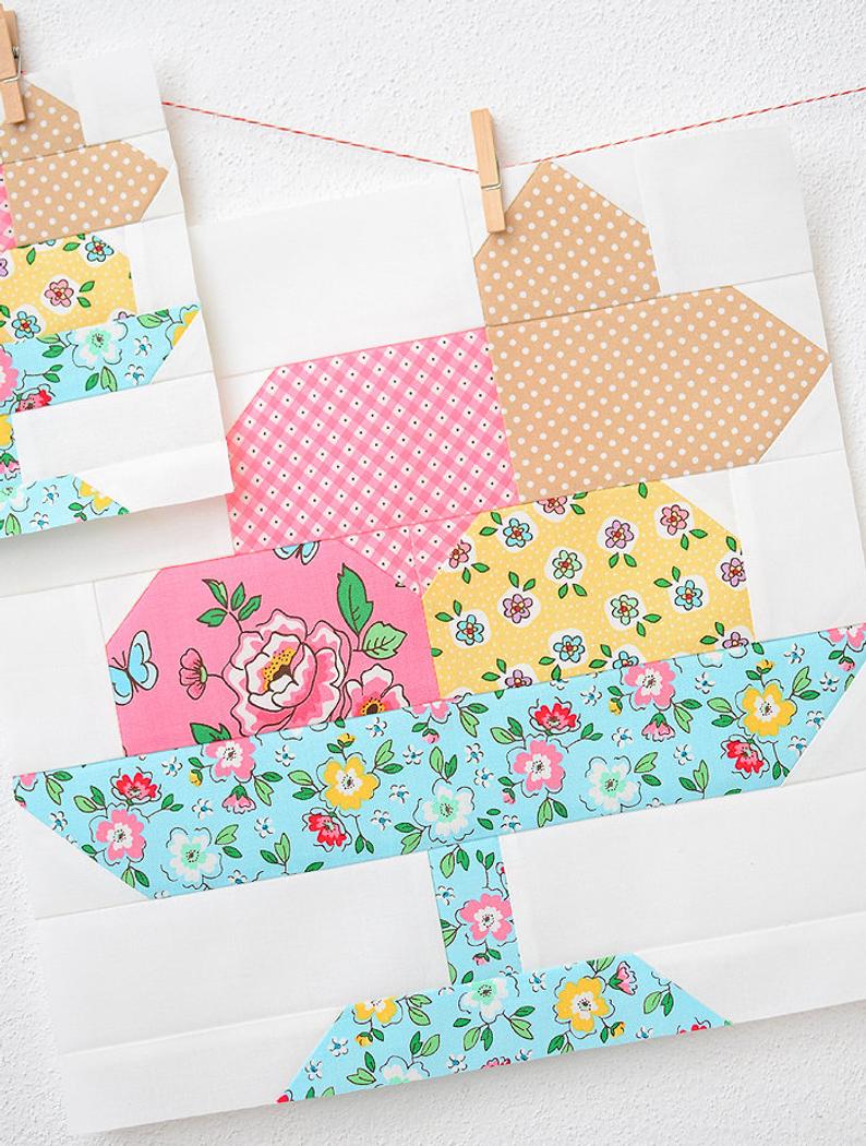Pattern, Ice Cream Sundae Quilt Block by Ellis & Higgs (digital download)