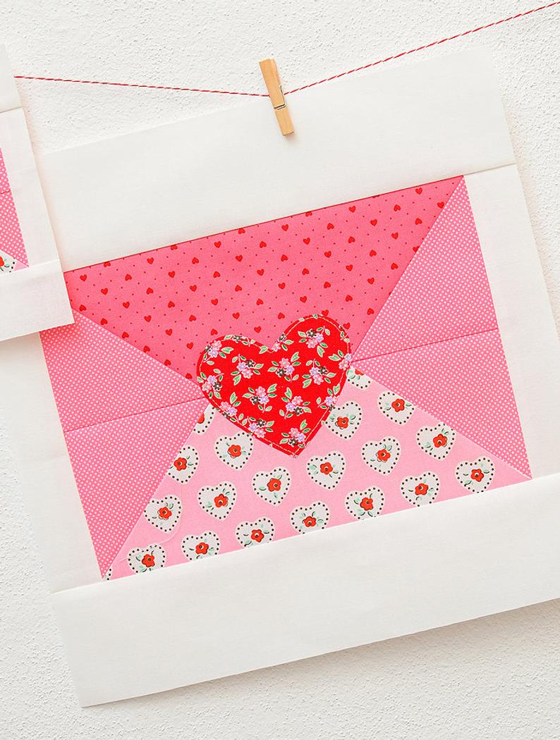 Pattern, Love Note Valentine Quilt Block by Ellis & Higgs (digital download)
