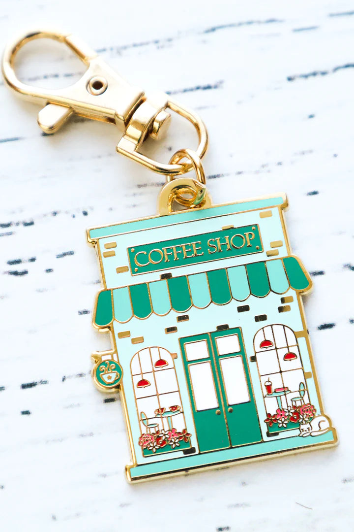 coffee shop enamel charm