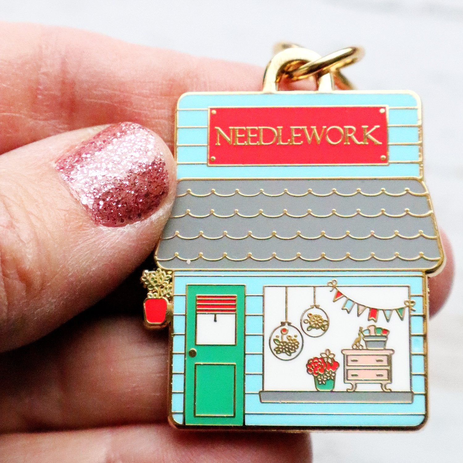 Keyring & Keychain Enamel Charm, NEEDLEWORK SHOP by Flamingo Toes