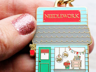 Load image into Gallery viewer, Keyring &amp; Keychain Enamel Charm, NEEDLEWORK SHOP by Flamingo Toes