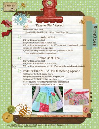 PATTERN BOOKLET, Easy as Pie Apron by Lori Holt