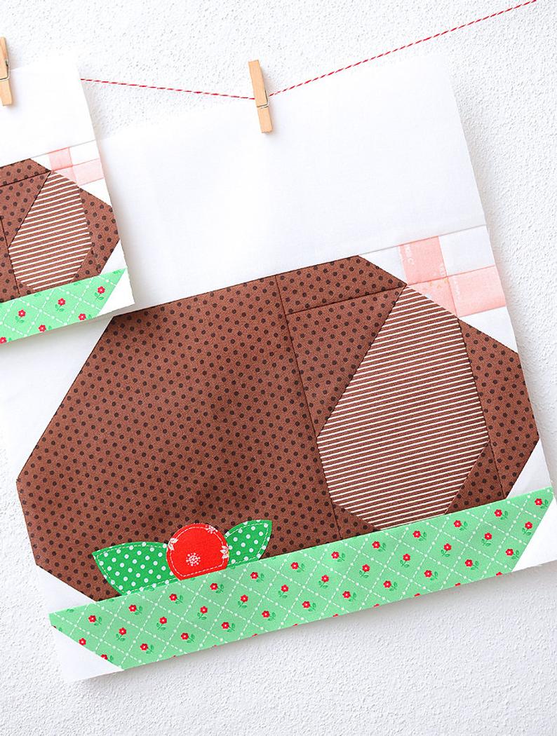 Pattern, Roasted Turkey Quilt Block by Ellis & Higgs (digital download)