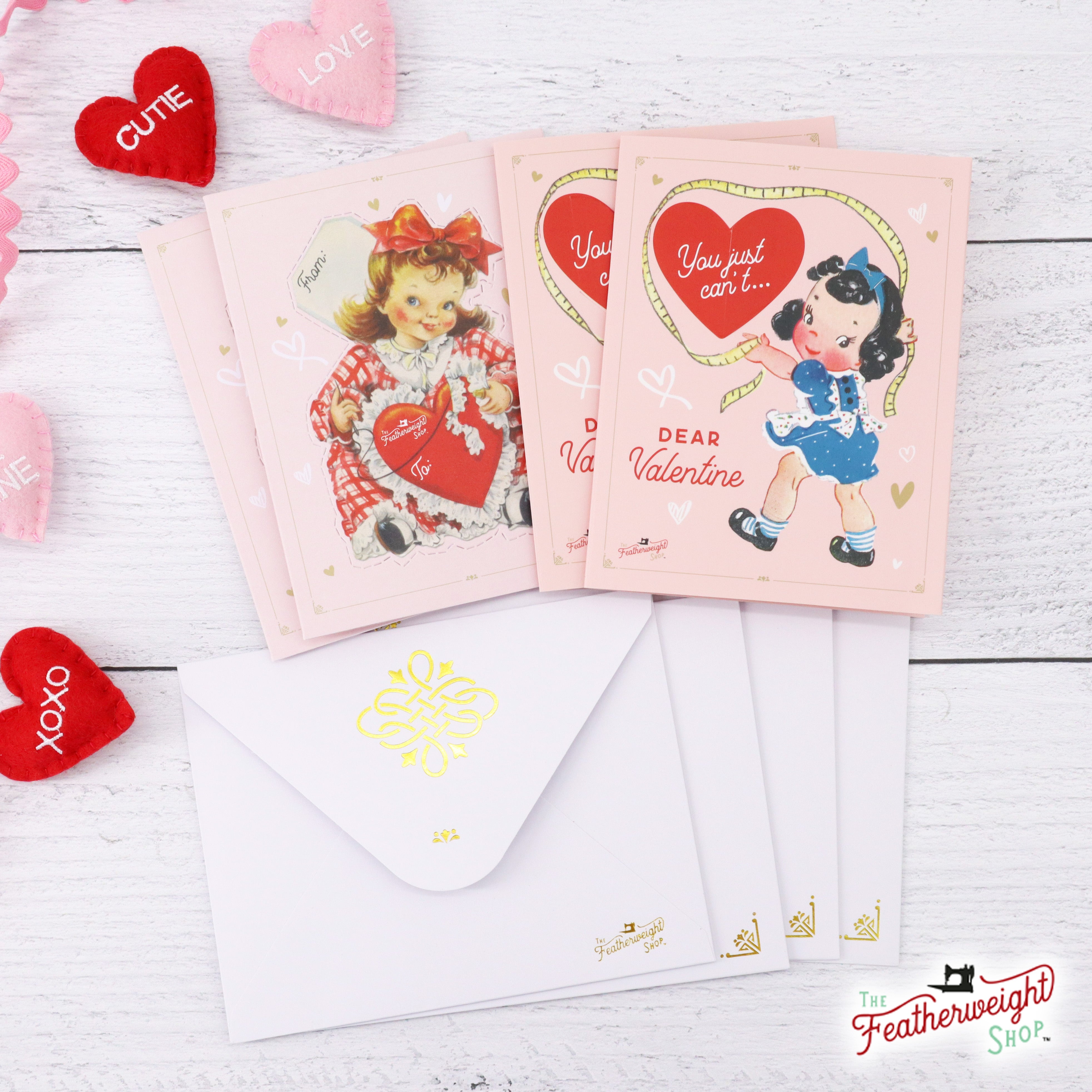 Valentine's Day Cards, Old-Fashioned Sewing (Set of 4)