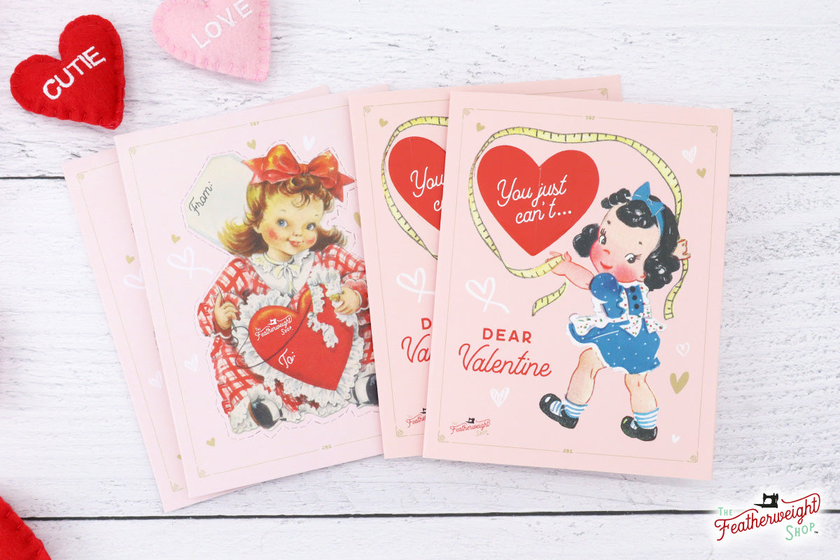 Valentine's Day Cards, Old-Fashioned Sewing (Set of 4)