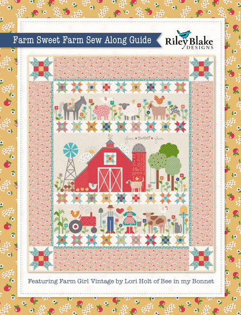 Quilt Kit, "FARM SWEET FARM" Fabric Collection + Applique Templates & Ric Rac - by Lori Holt for Riley Blake