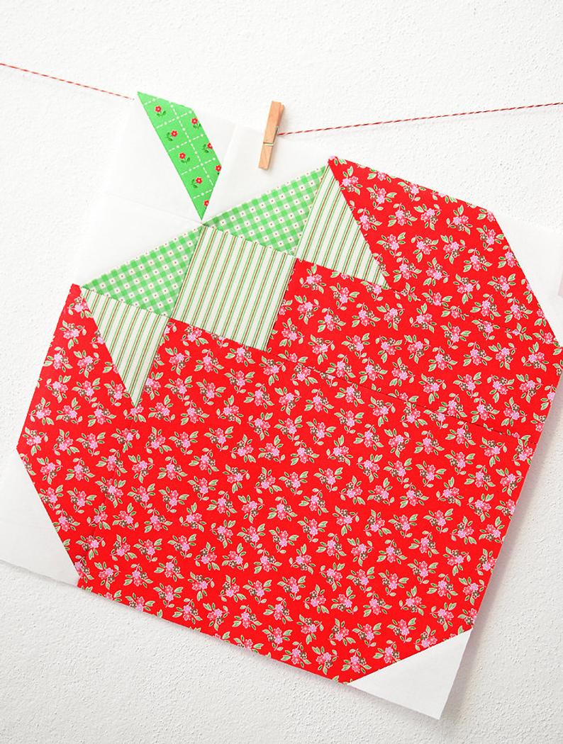Pattern, Strawberry Quilt Block by Ellis & Higgs (digital download)