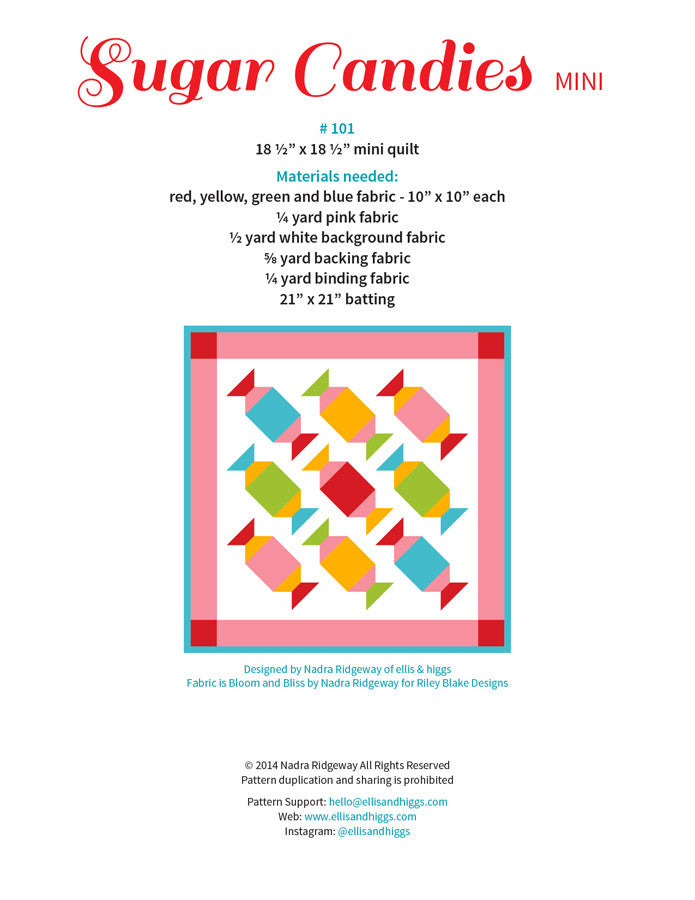 Pattern, Sugar Candies MINI Quilt by Ellis & Higgs (digital download)