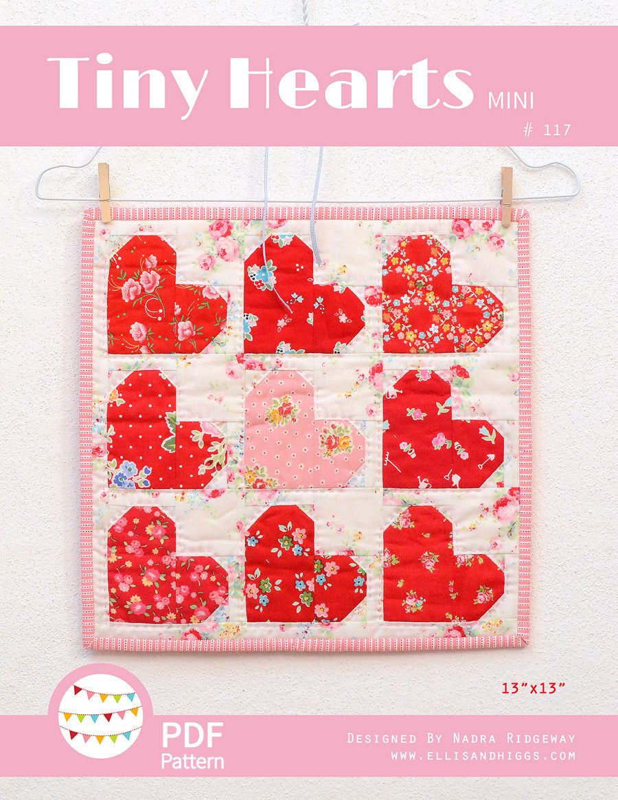 Pattern, Tiny Hearts MINI Quilt by Ellis & Higgs (digital download)