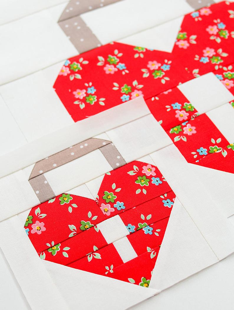 Pattern, Unlock My Heart Valentine Love Quilt Block by Ellis & Higgs (digital download)