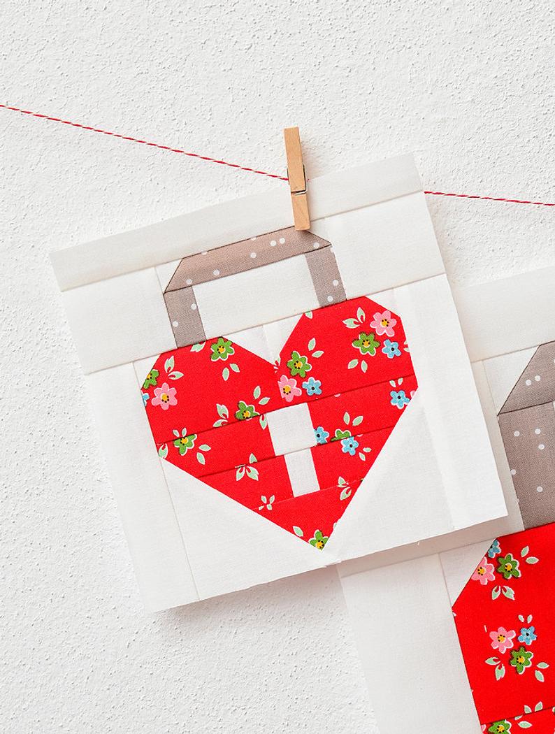 Pattern, Unlock My Heart Valentine Love Quilt Block by Ellis & Higgs (digital download)