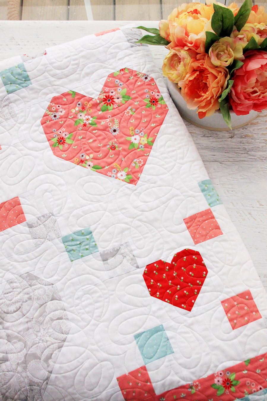 PATTERN, HEARTS AND KISSES Quilt by Beverly McCullough