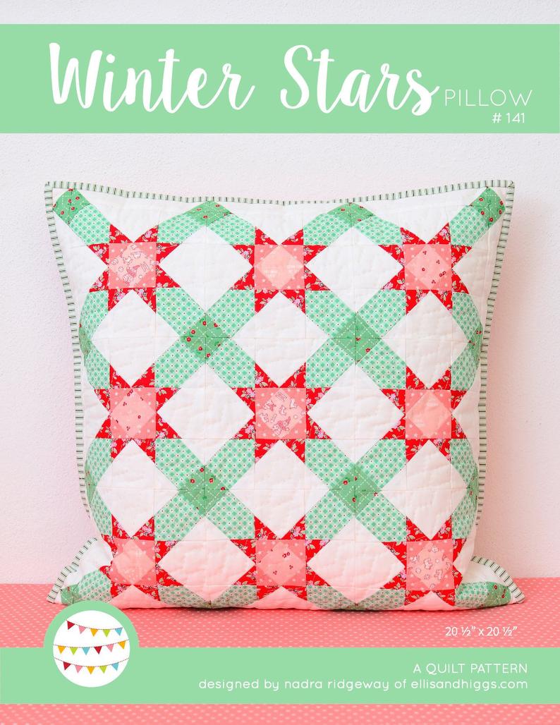 Pattern, Winter Stars Quilted Pillow Cover by Ellis & Higgs (digital download)