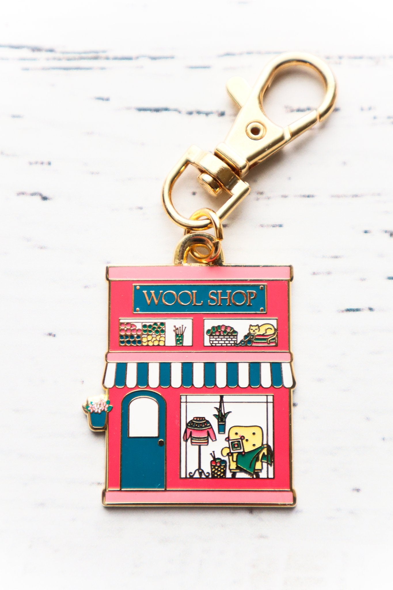 Keyring & Keychain Enamel Charm, WOOL SHOP by Flamingo Toes