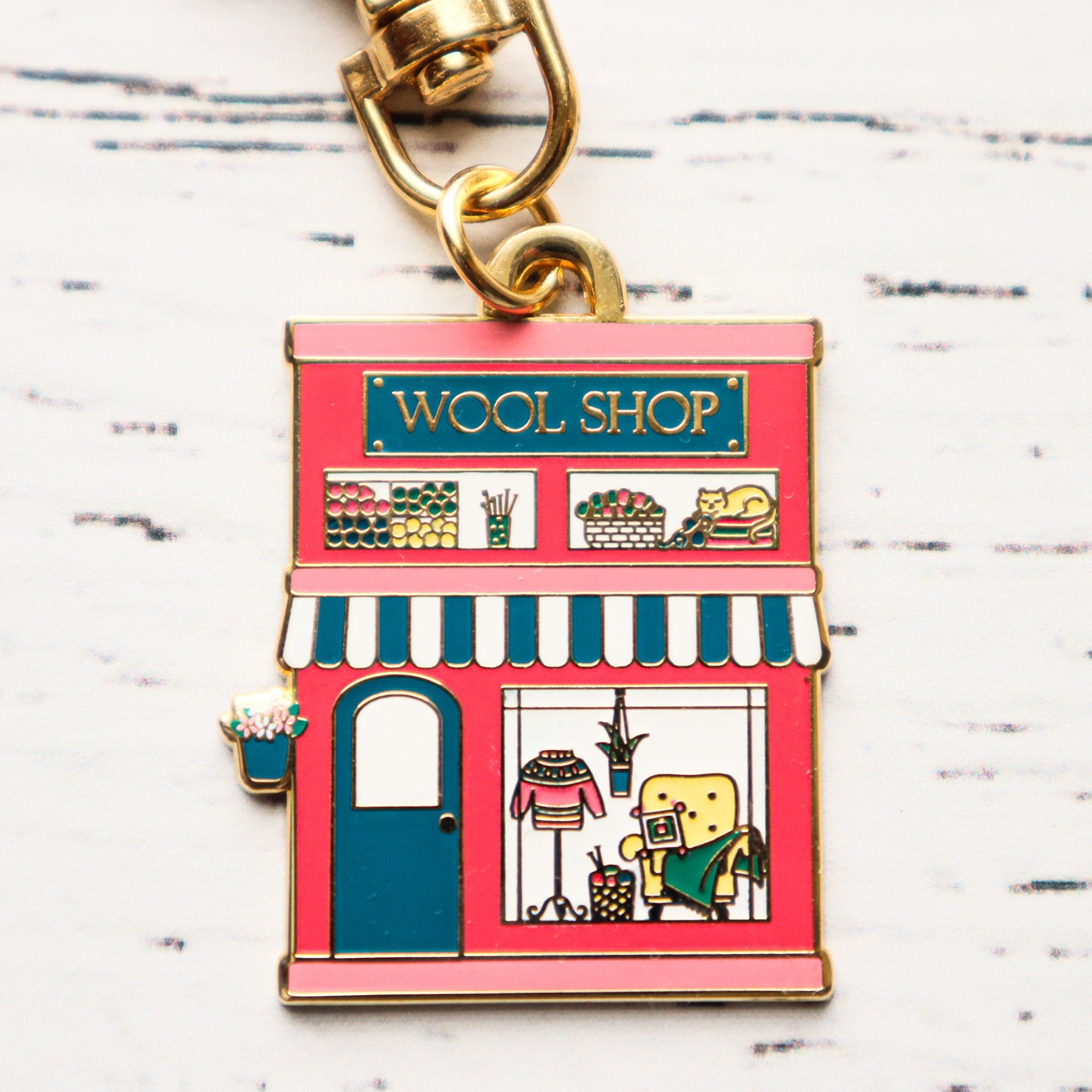 Keyring & Keychain Enamel Charm, WOOL SHOP by Flamingo Toes