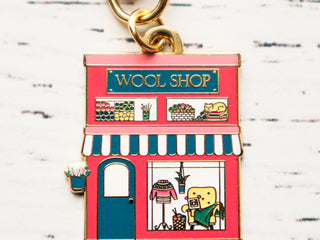 Load image into Gallery viewer, Keyring &amp; Keychain Enamel Charm, WOOL SHOP by Flamingo Toes