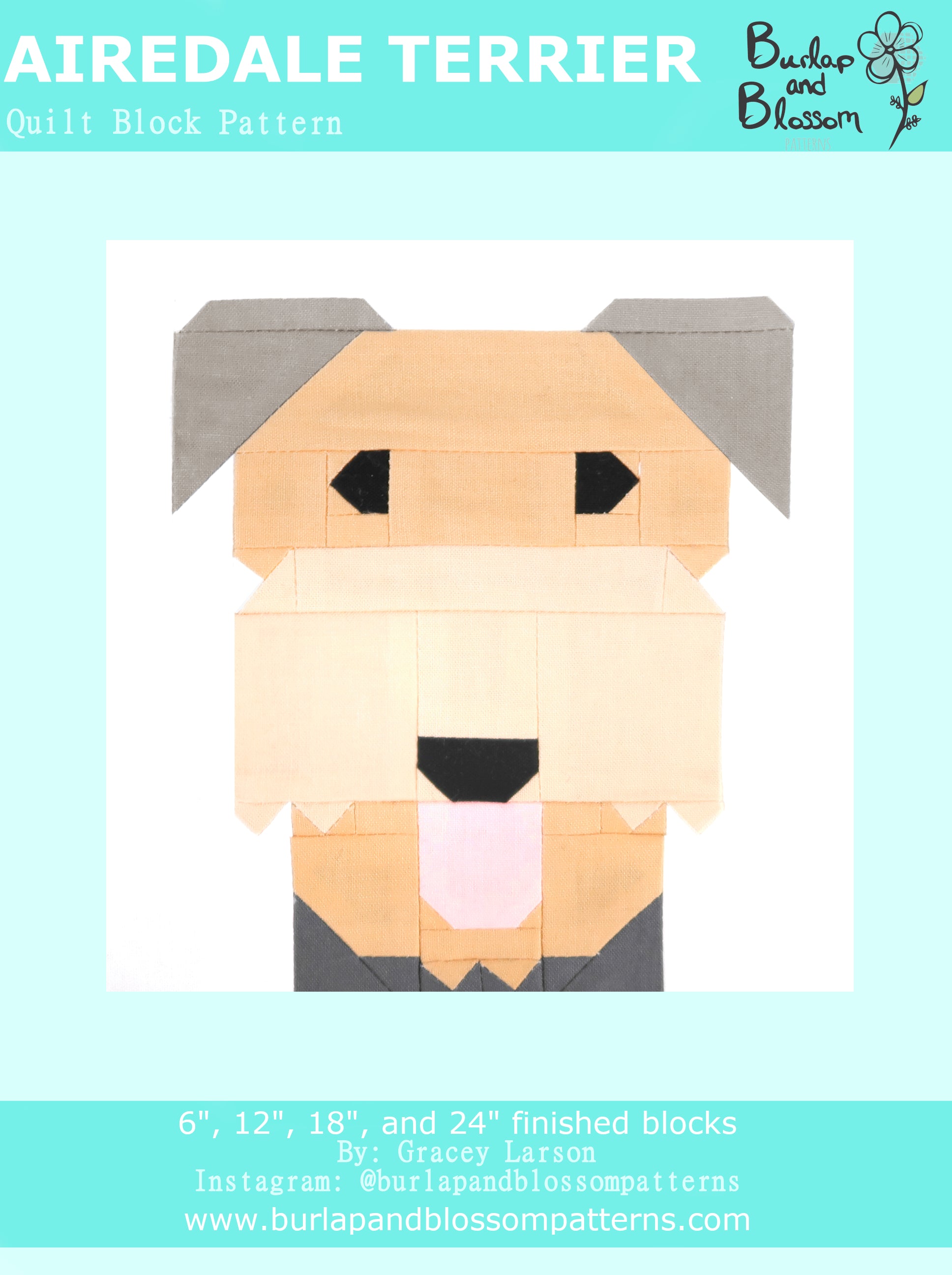 Airedale Terrier Dog Quilt Block